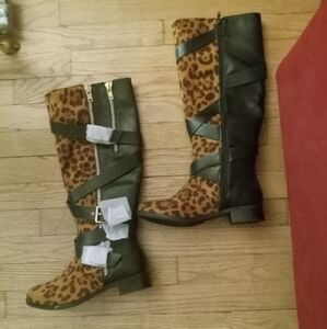 Animal print -leopard over the knee boots